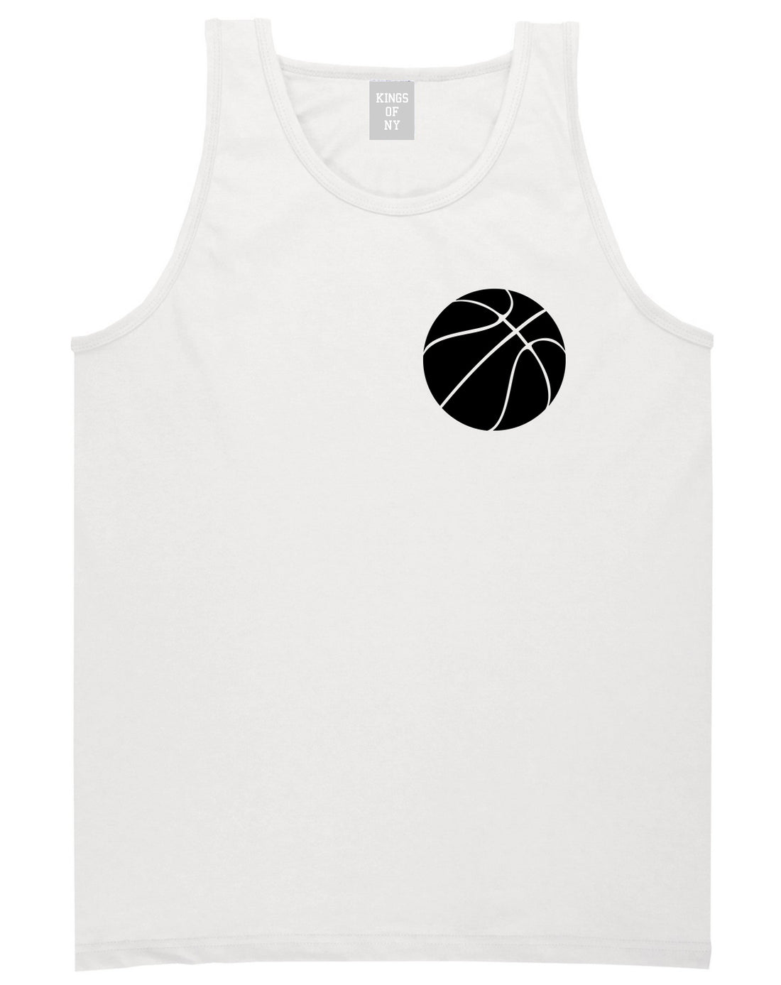 Basketball Logo Chest White Tank Top Shirt by Kings Of NY