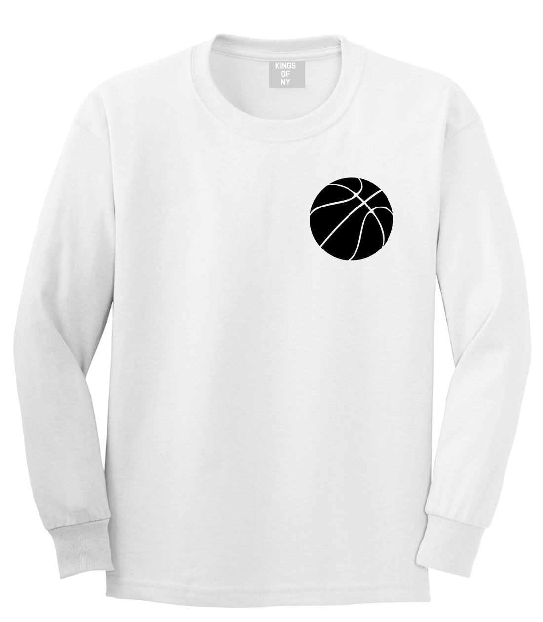 Basketball Logo Chest White Long Sleeve T-Shirt by Kings Of NY