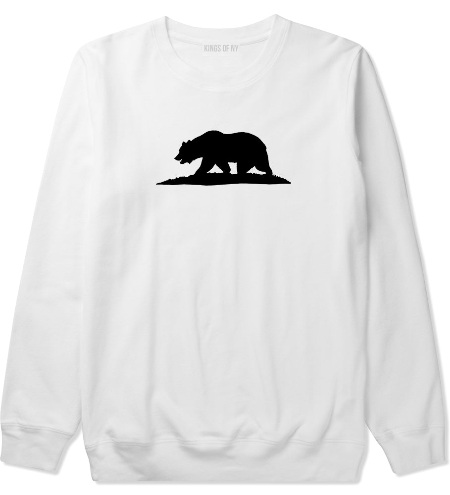 Bear Logo California Republic White Crewneck Sweatshirt by Kings Of NY