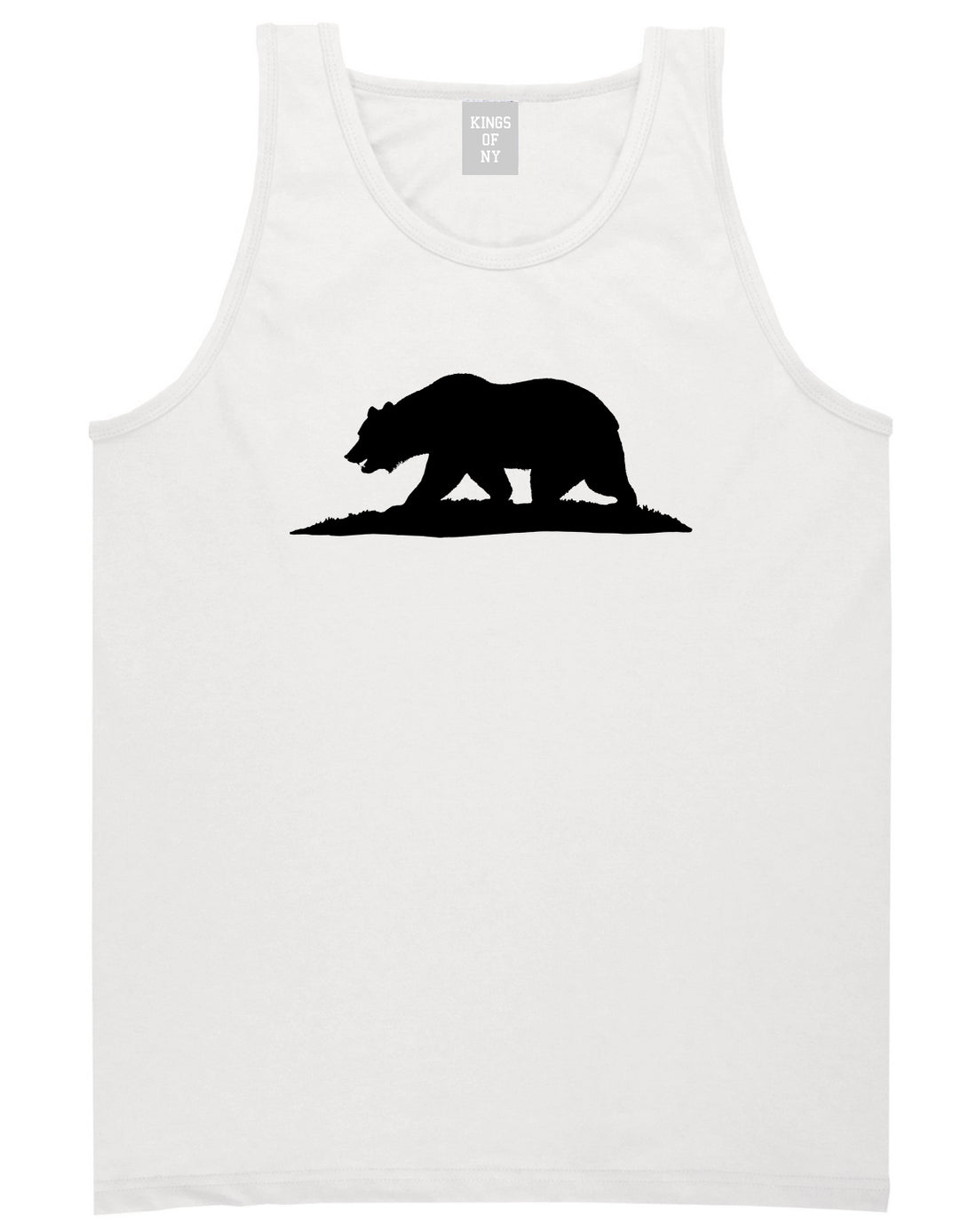 Bear Logo California Republic White Tank Top Shirt by Kings Of NY