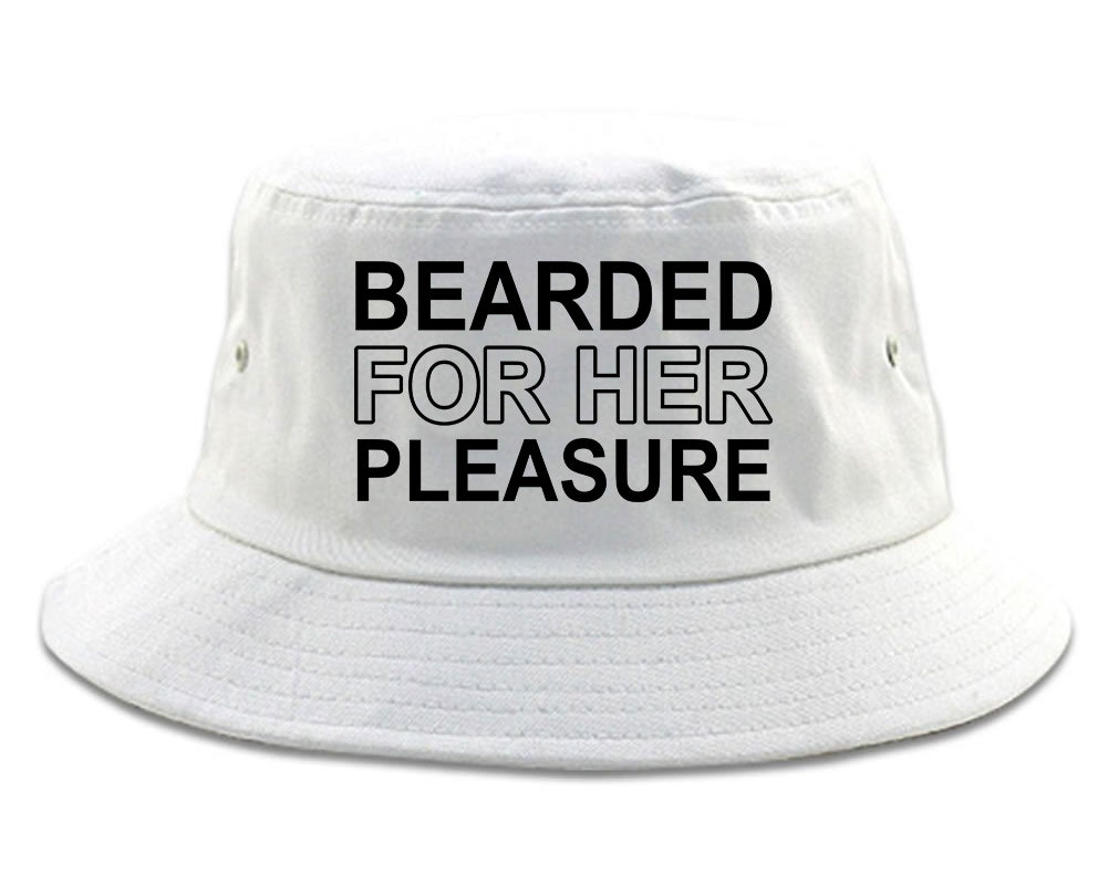 Bearded For Her Pleasure Beard Mens Bucket Hat White