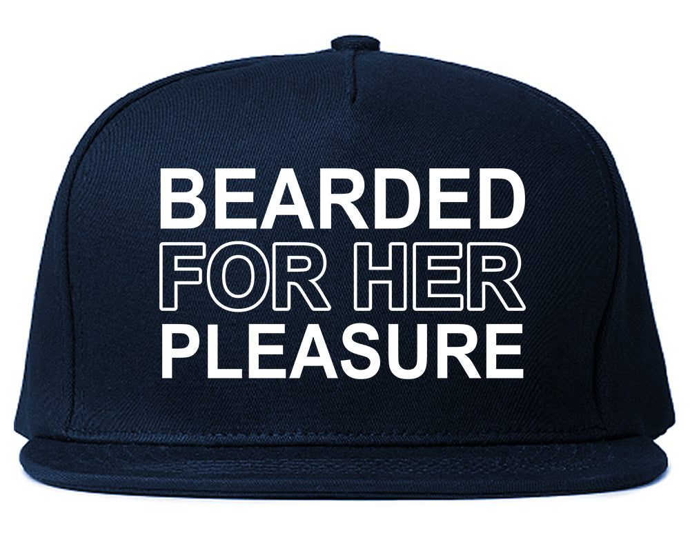 Bearded For Her Pleasure Beard Mens Snapback Hat Navy Blue