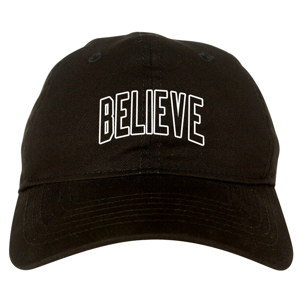 Believe Outline Mens Dad Hat Baseball Cap Black