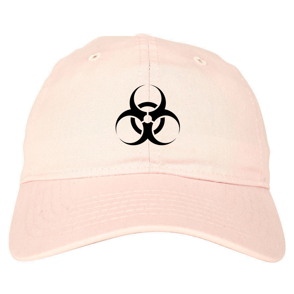 Biohazard Symbol Dad Hat Baseball Cap Pink