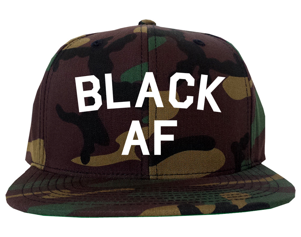 Black AF Mens Snapback Hat Green Camo