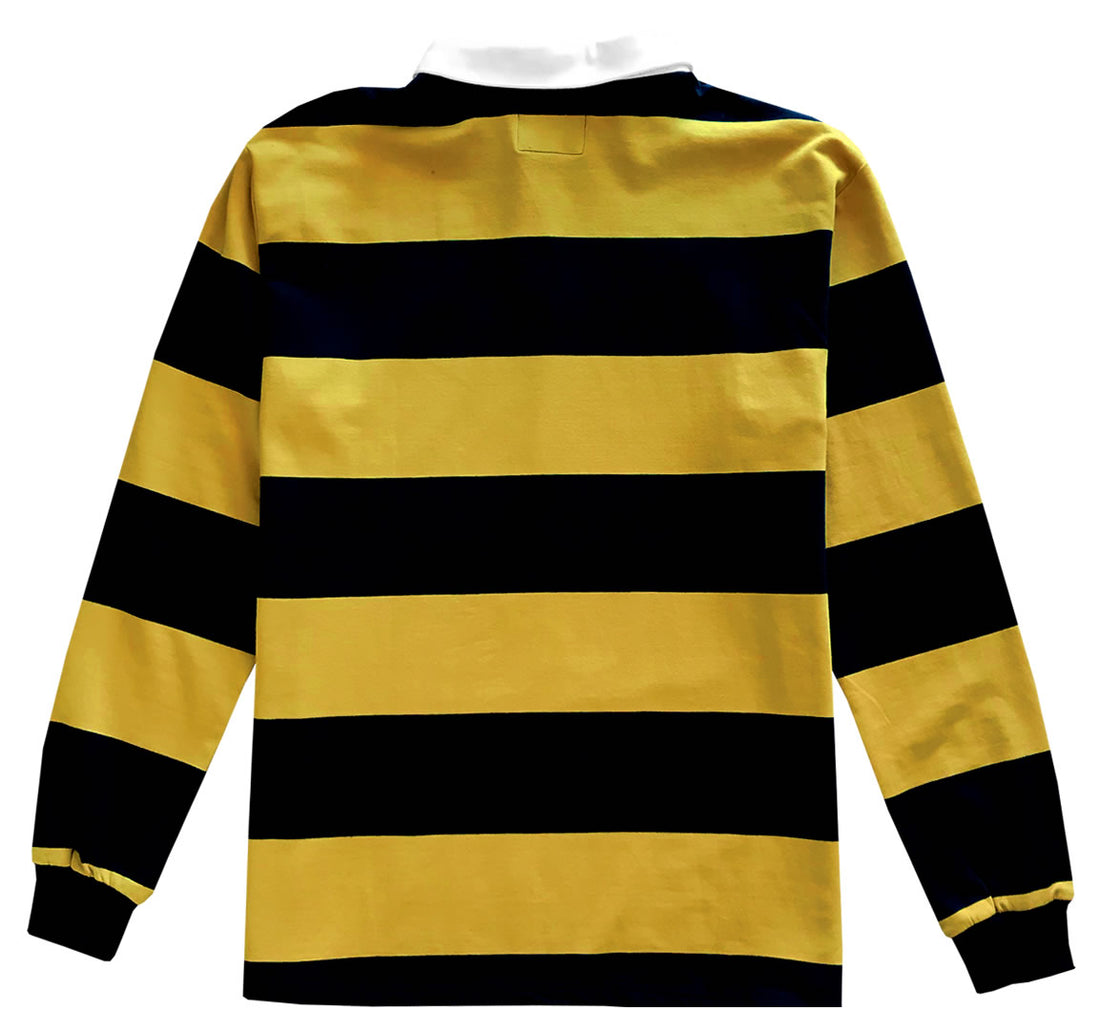 Classic Black and Yellow Striped Rugby Shirt Back