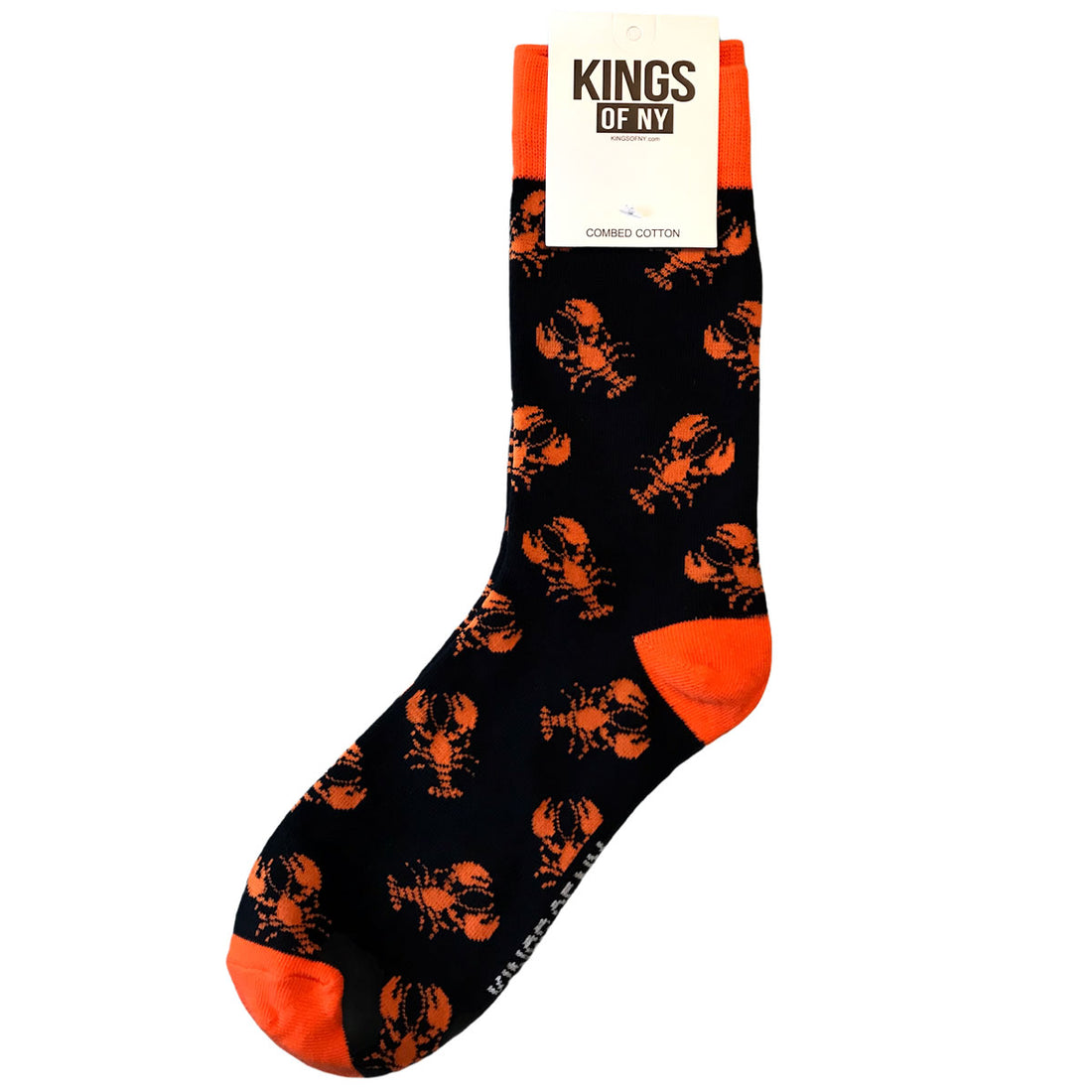 Black Orange Lobster Nautical Mens Socks