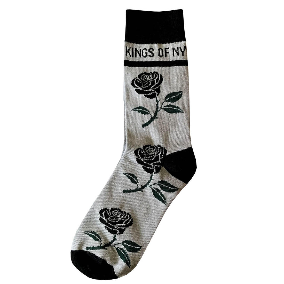 Black Roses Adult Mens Grey Cotton Crew Socks