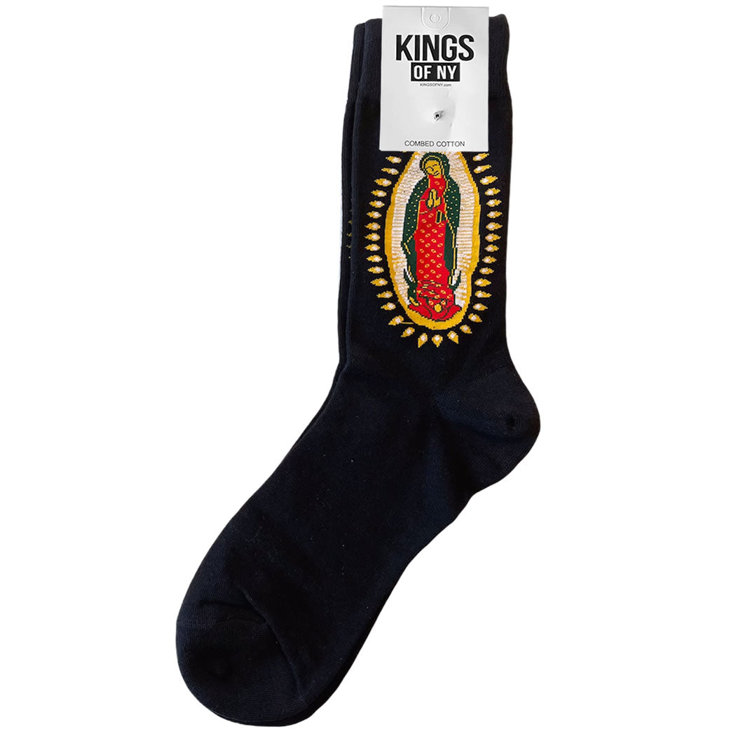 Black Virgin Of Guadalupe Religious Mens Crew Socks