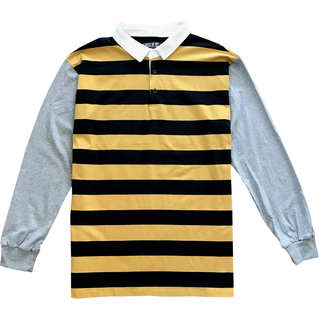 Black and Yellow Striped Mens Rugby Shirt