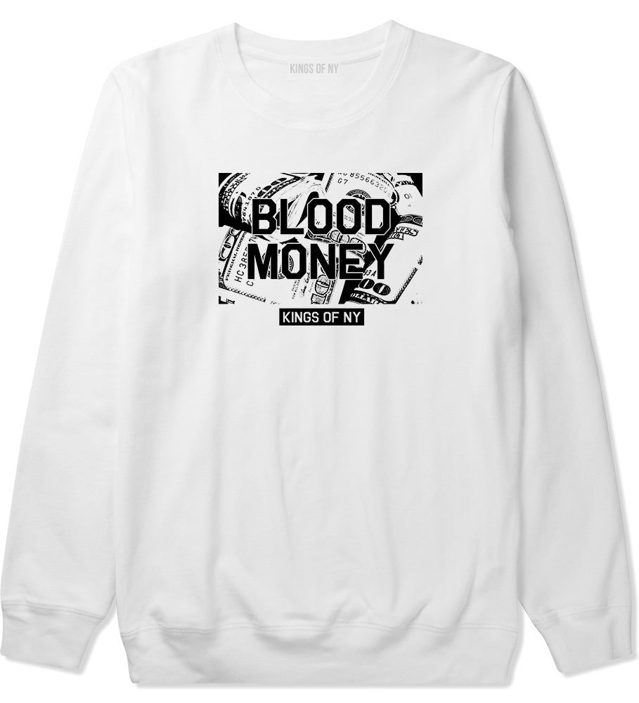 Blood Money 100s Mens Crewneck Sweatshirt White