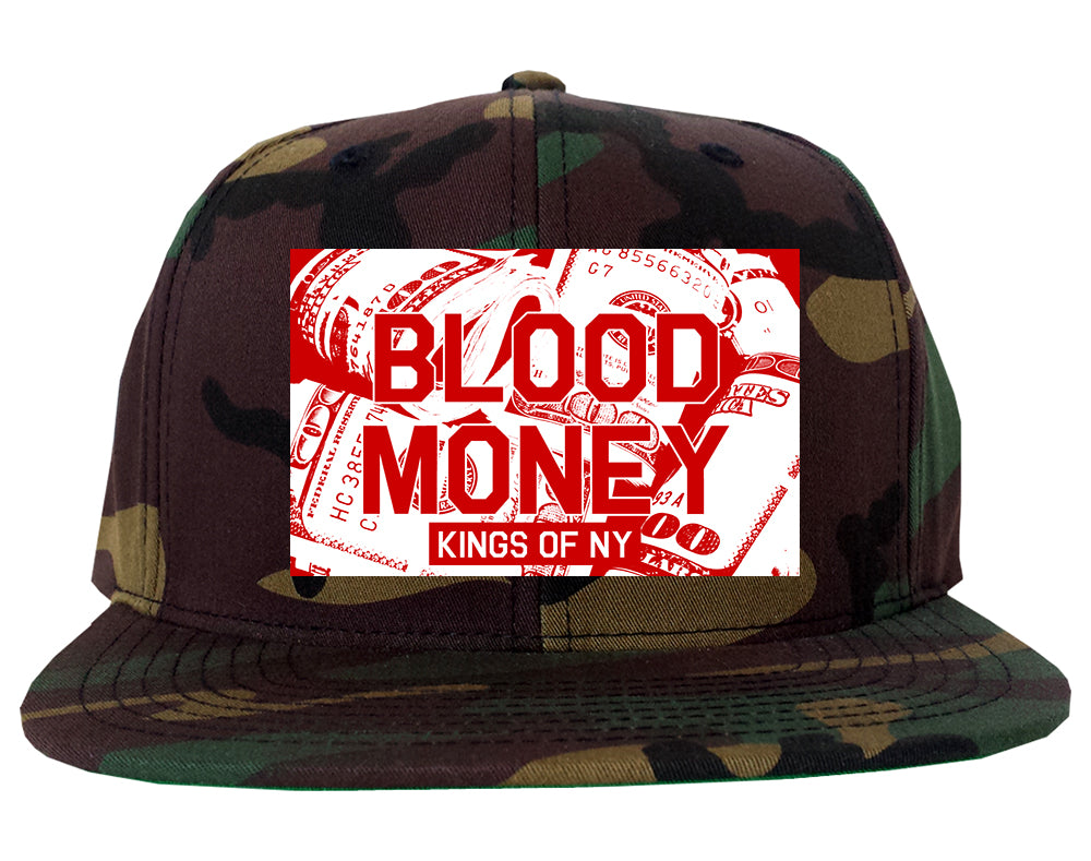 Blood Money 100s Mens Snapback Hat Green Camo