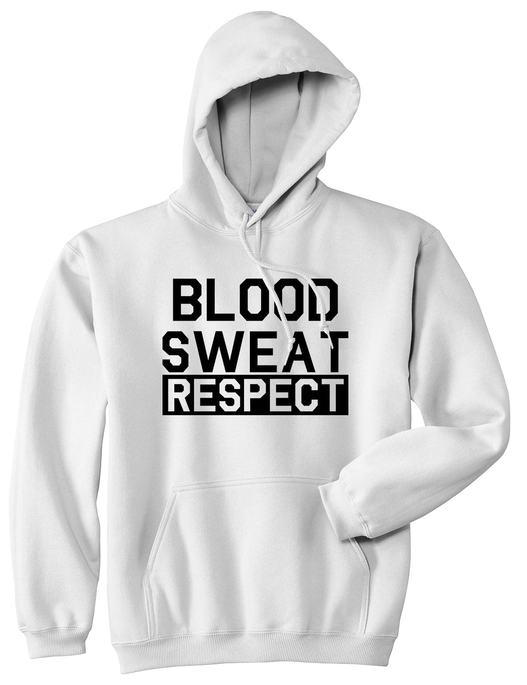 Blood Sweat Respect Gym Workout Mens Pullover Hoodie White by Kings Of NY