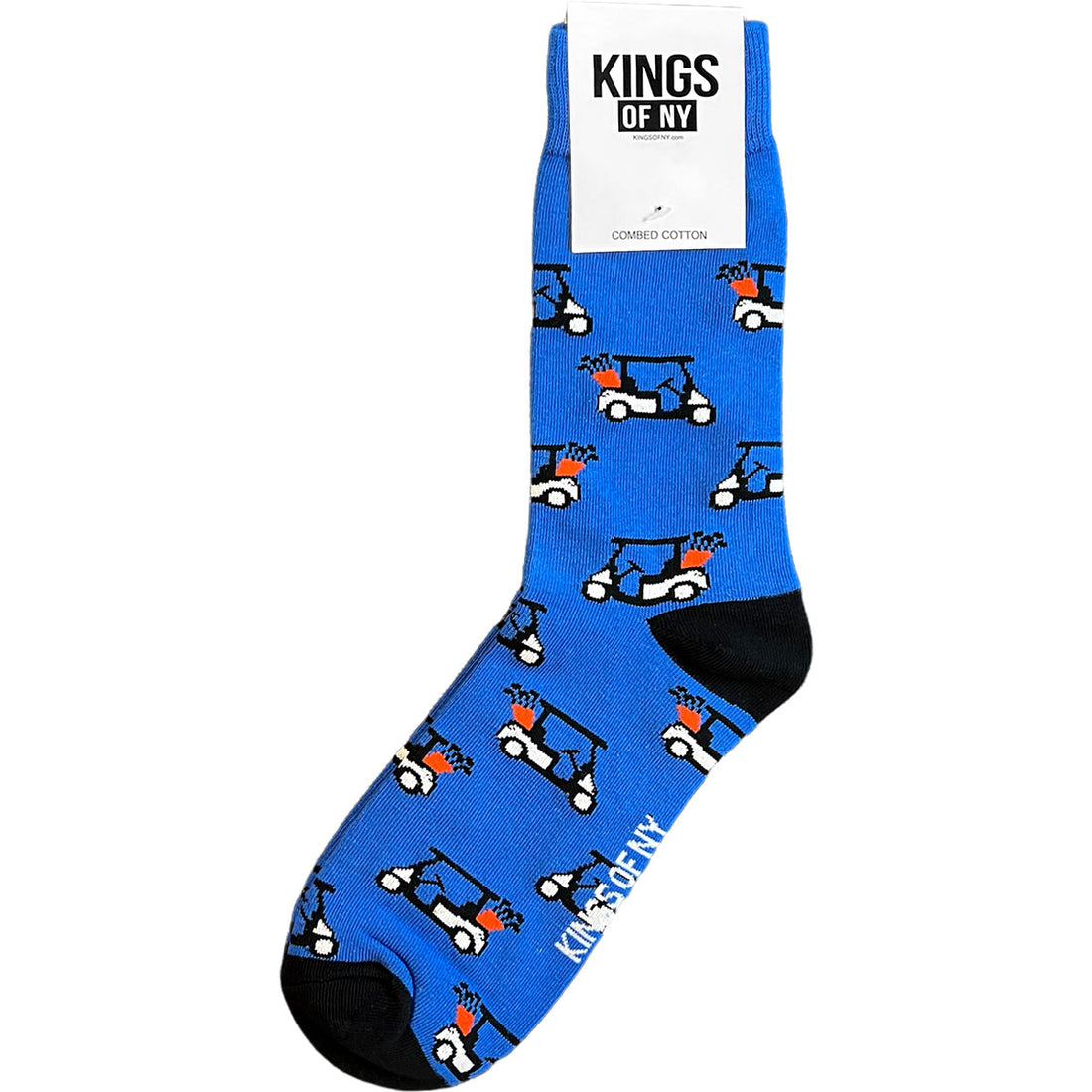 Blue Golf Cart And Clubs Bag Mens Crew Socks