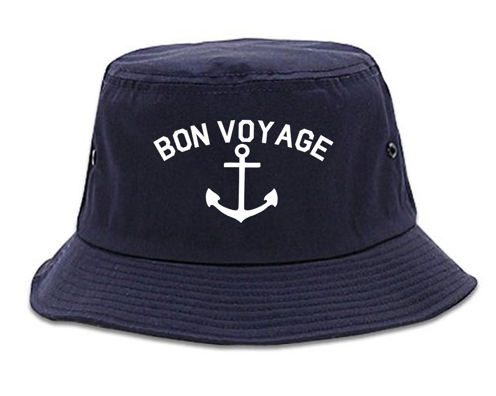 Bon Voyage Anchor Boat Mens Snapback Hat Navy Blue