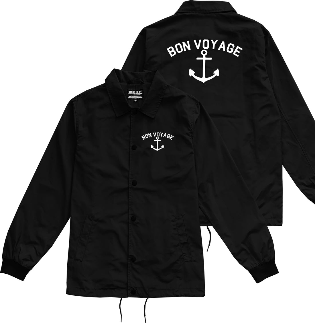 Bon Voyage Anchor Boat Mens Coaches Jacket Black