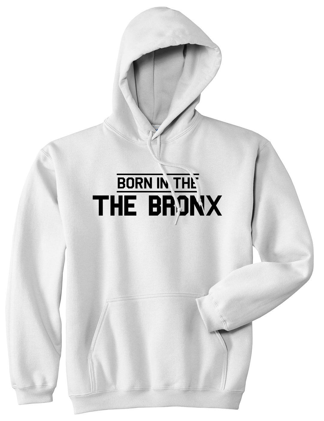 Born In The Bronx NY Mens Pullover Hoodie White