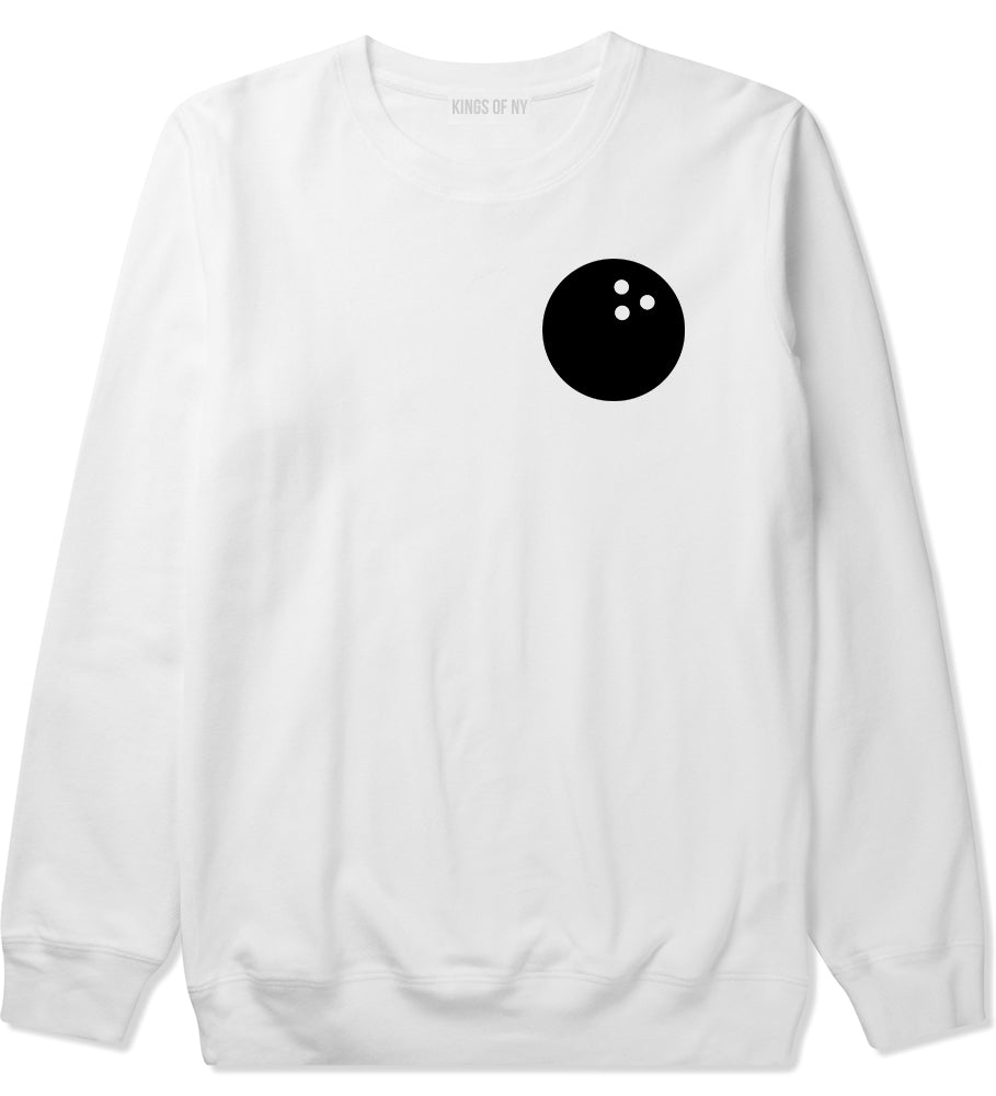 Bowling Ball Chest White Crewneck Sweatshirt by Kings Of NY