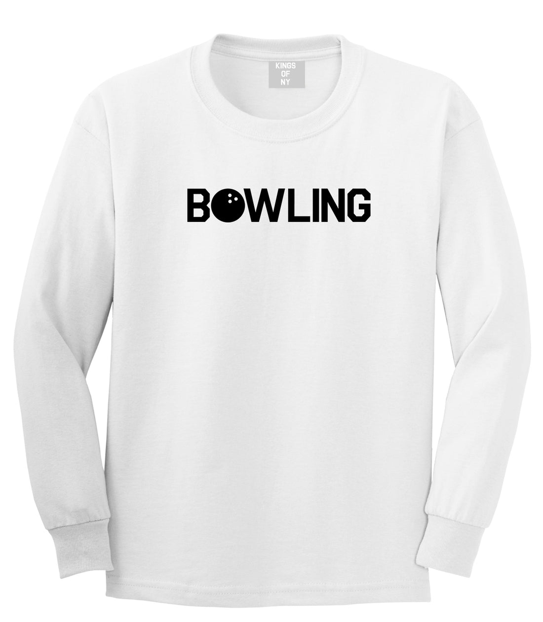 Bowling White Long Sleeve T-Shirt by Kings Of NY
