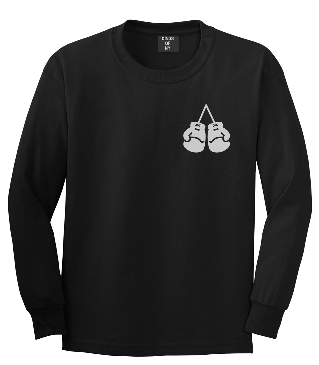 Boxing Gloves Chest Black Long Sleeve T-Shirt by Kings Of NY