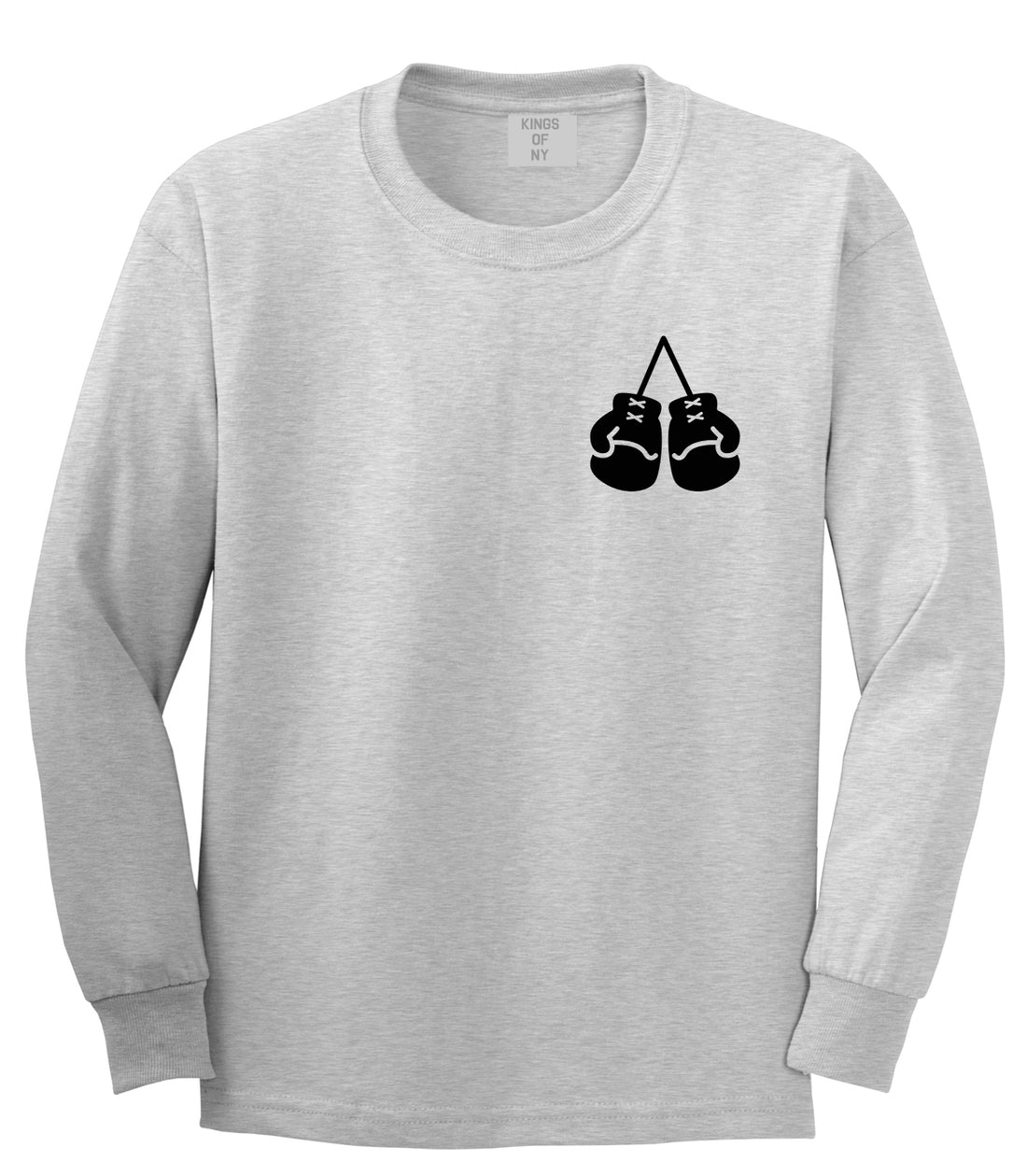 Boxing Gloves Chest Grey Long Sleeve T-Shirt by Kings Of NY