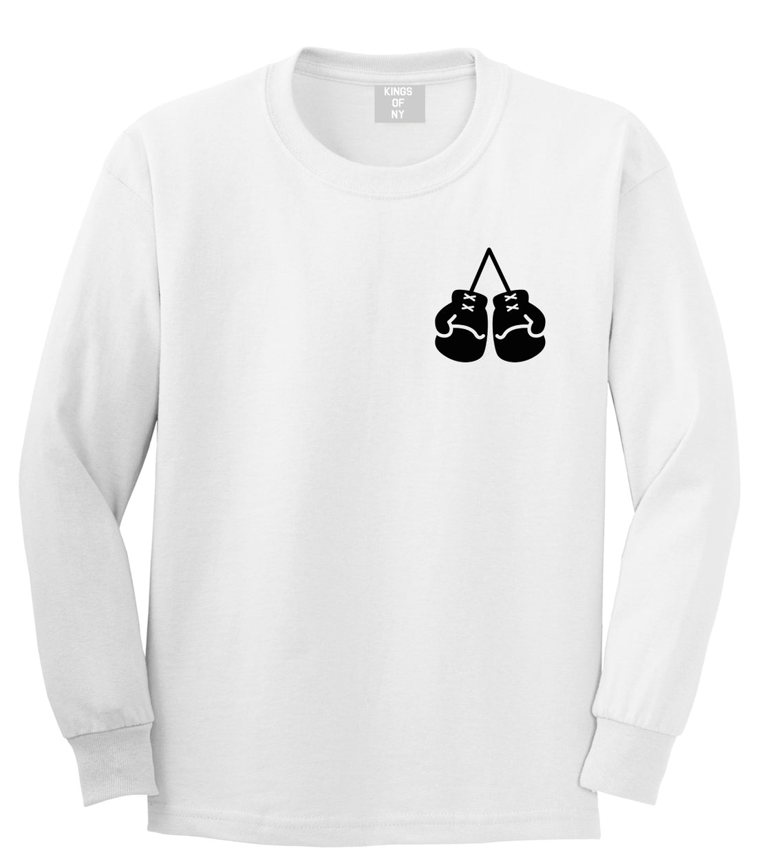 Boxing Gloves Chest White Long Sleeve T-Shirt by Kings Of NY