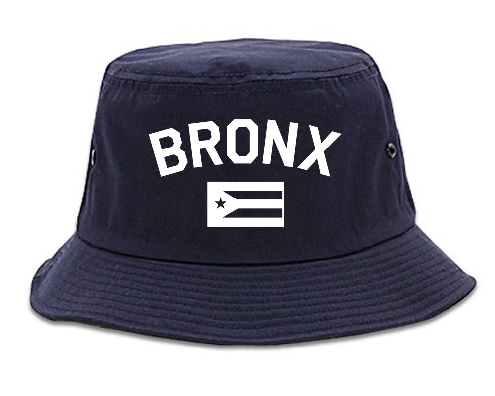 Bronx Puerto Rico Flag Mens Bucket Hat Navy Blue