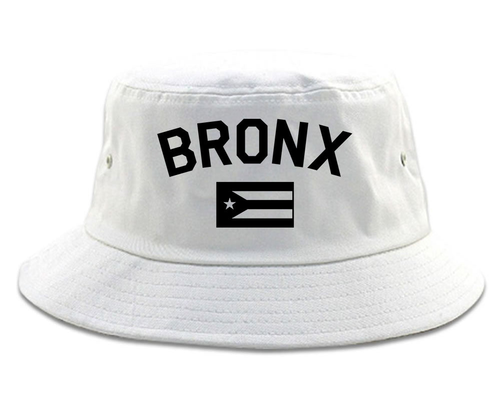 Bronx Puerto Rico Flag Mens Bucket Hat White