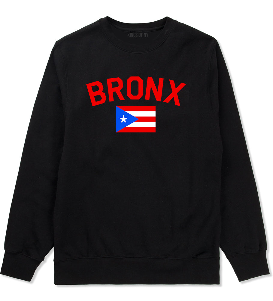 Bronx Puerto Rico Flag Mens Crewneck Sweatshirt Black