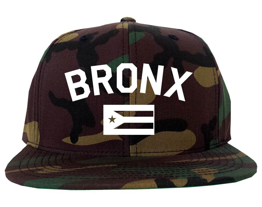 Bronx Puerto Rico Flag Mens Snapback Hat Army Camo