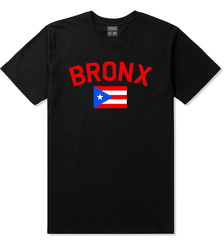 Bronx Puerto Rico Flag Mens T-Shirt Black