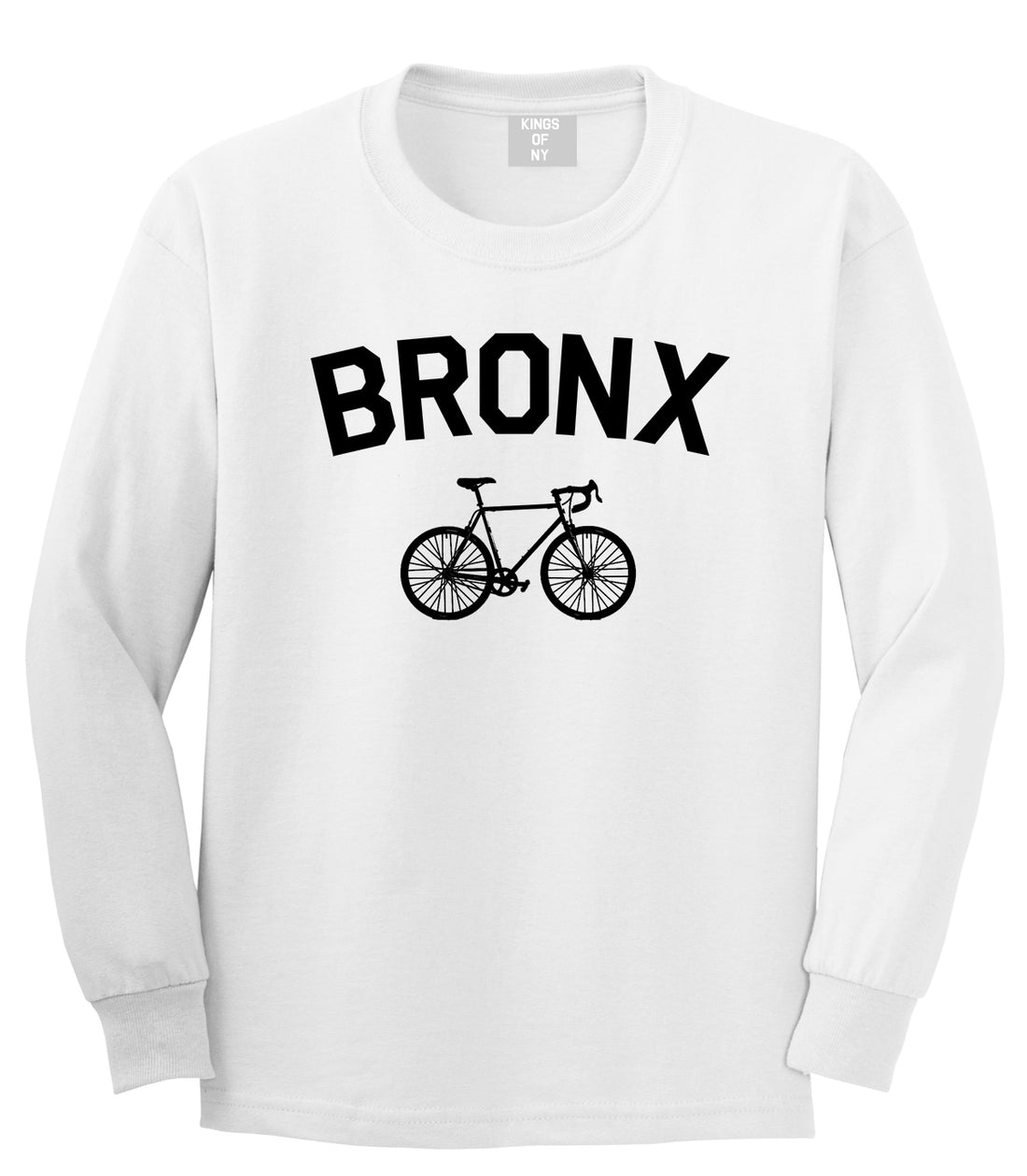 Bronx Vintage Bike Cycling Mens Long Sleeve T-Shirt White