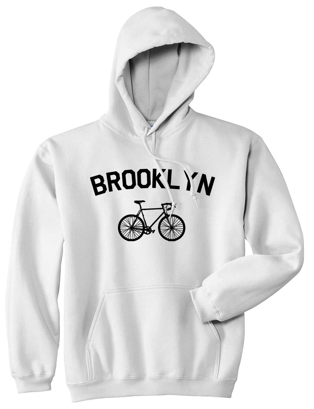 Brooklyn Vintage Bike Cycling Mens Pullover Hoodie White