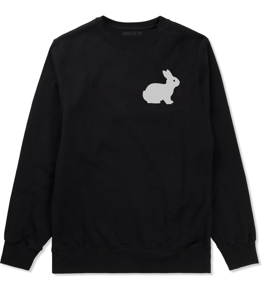 Bunny Rabbit Easter Chest Black Crewneck Sweatshirt by Kings Of NY