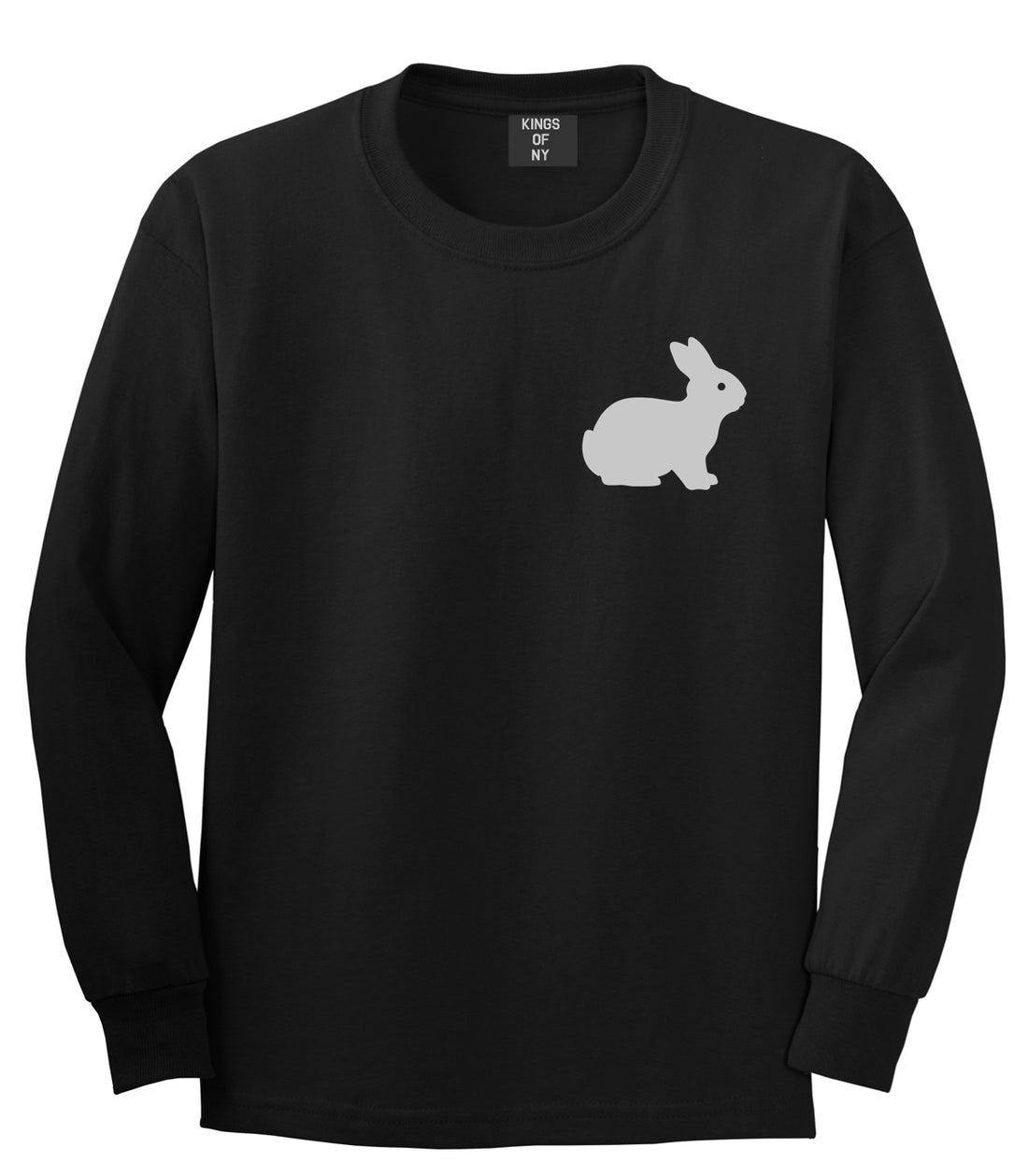 Bunny Rabbit Easter Chest Black Long Sleeve T-Shirt by Kings Of NY
