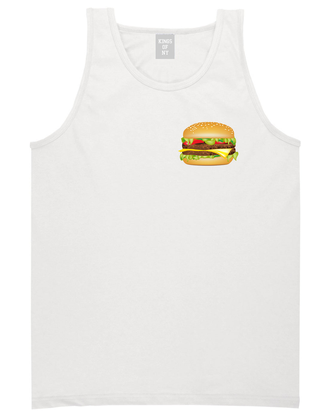 Burger Chest White Tank Top Shirt by Kings Of NY