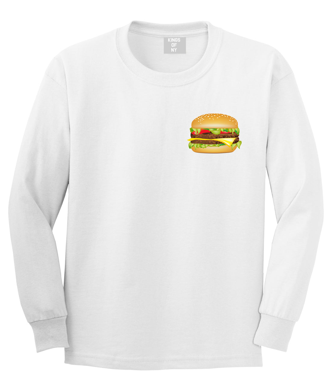 Burger Chest White Long Sleeve T-Shirt by Kings Of NY