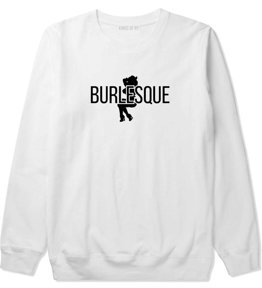 Burlesque Girl White Crewneck Sweatshirt by Kings Of NY