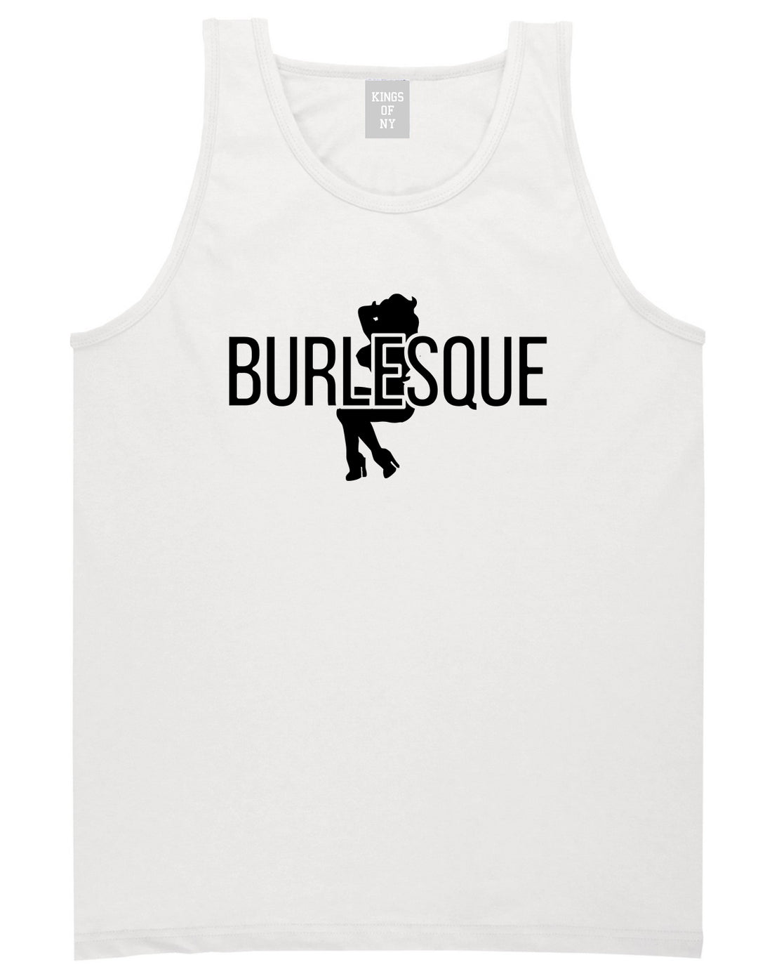 Burlesque Girl White Tank Top Shirt by Kings Of NY