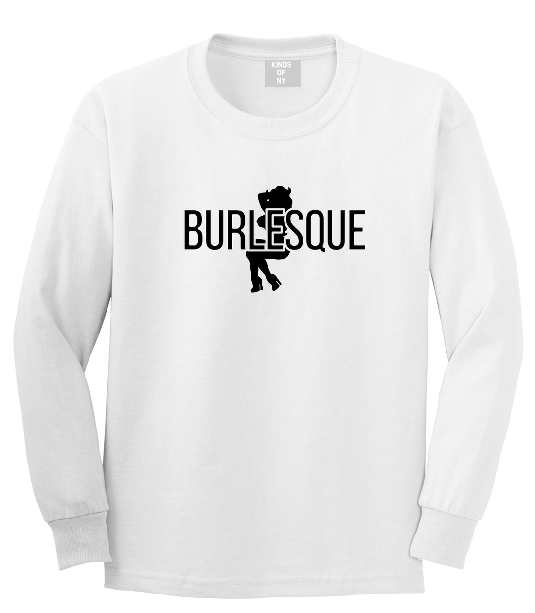 Burlesque Girl White Long Sleeve T-Shirt by Kings Of NY