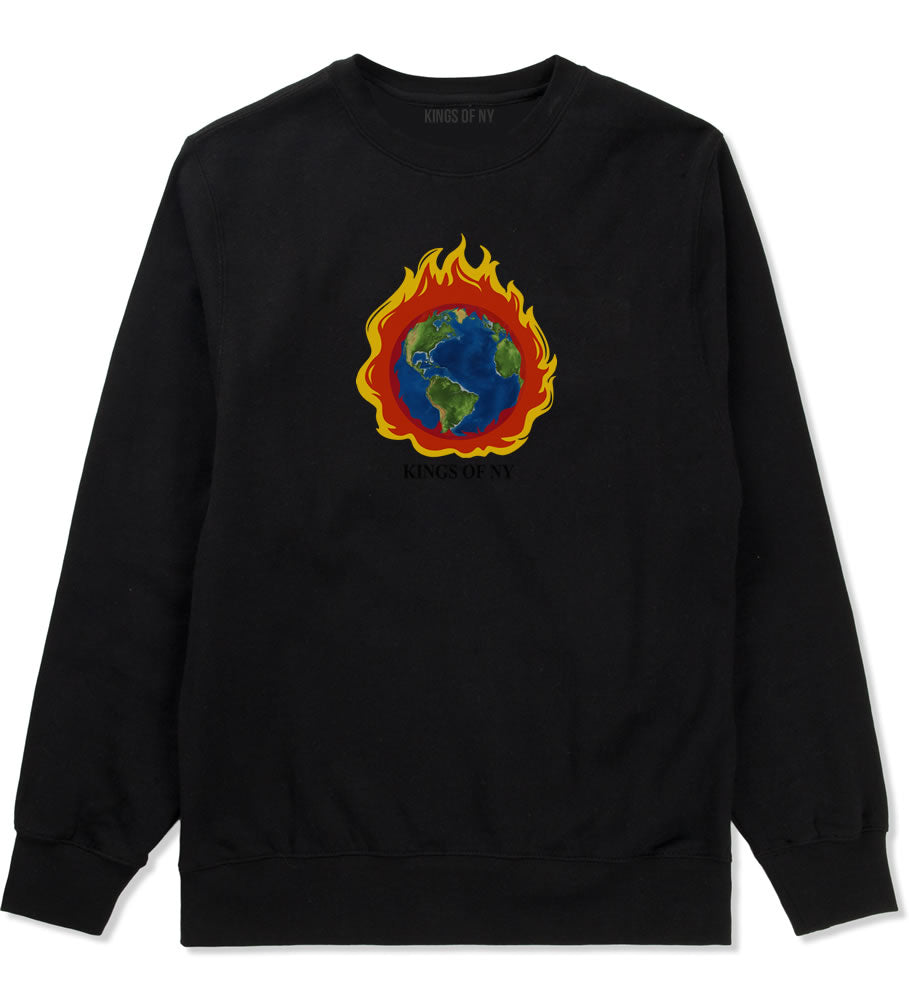 Burning Earth Mens Crewneck Sweatshirt Black