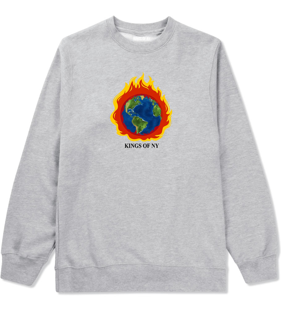 Burning Earth Mens Crewneck Sweatshirt Grey