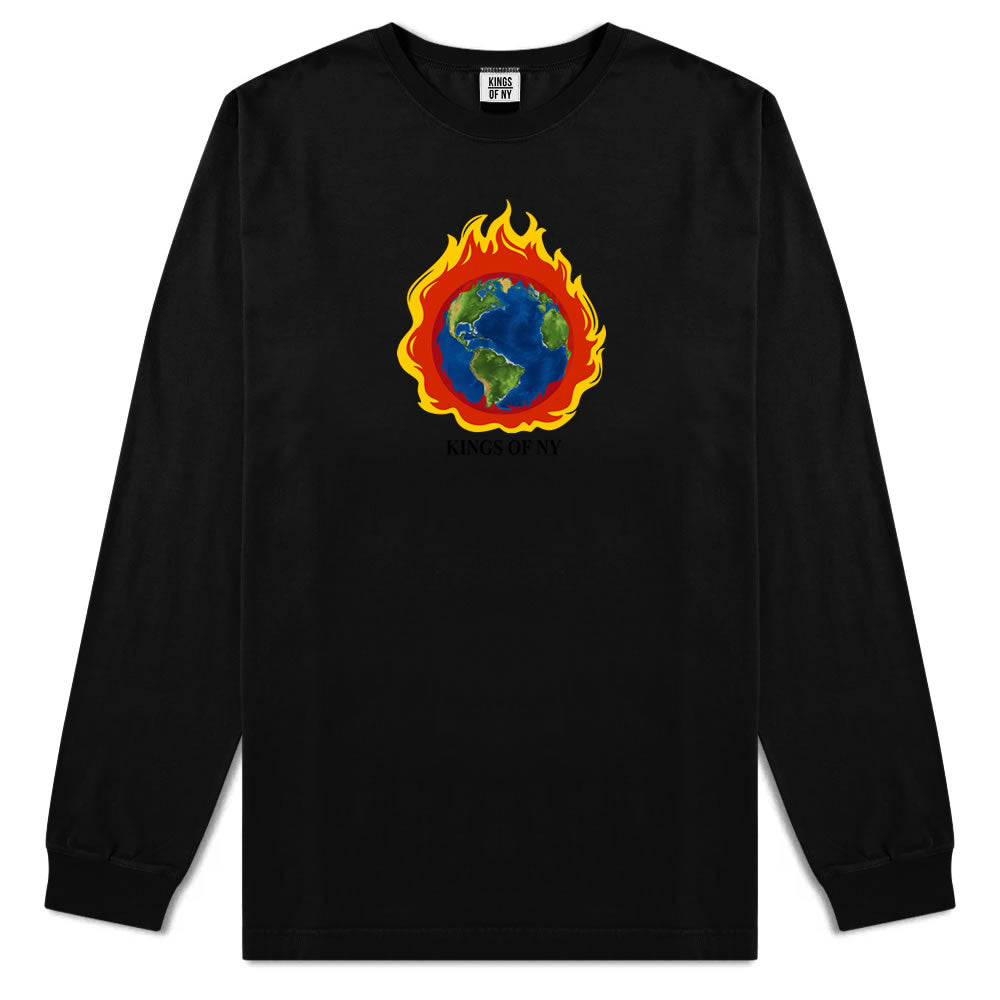 Burning Earth Mens Long Sleeve T-Shirt Black