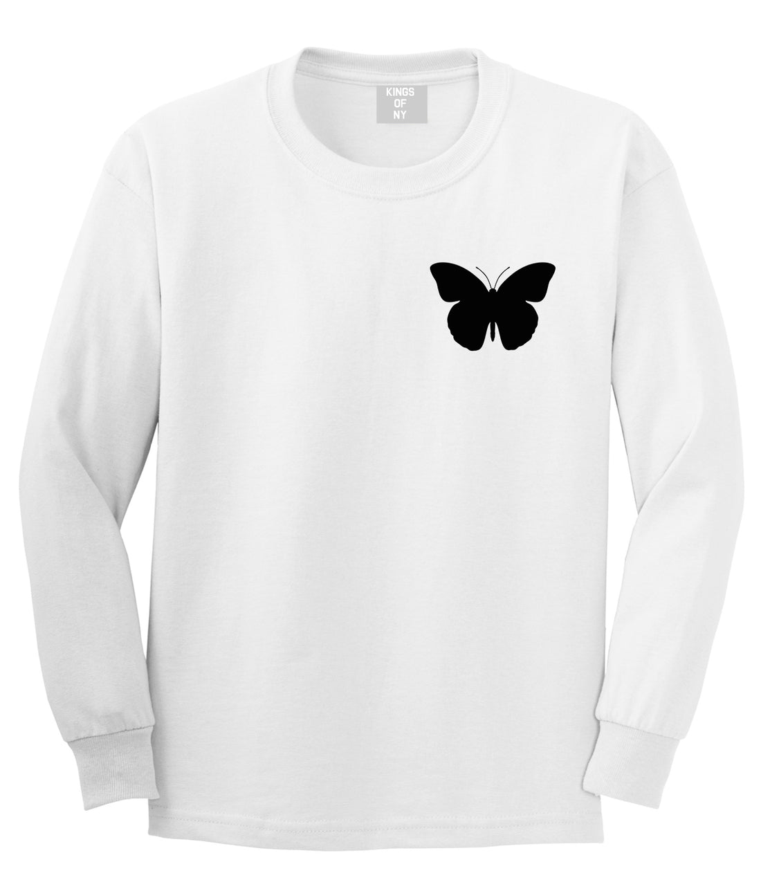 Butterfly Chest White Long Sleeve T-Shirt by Kings Of NY