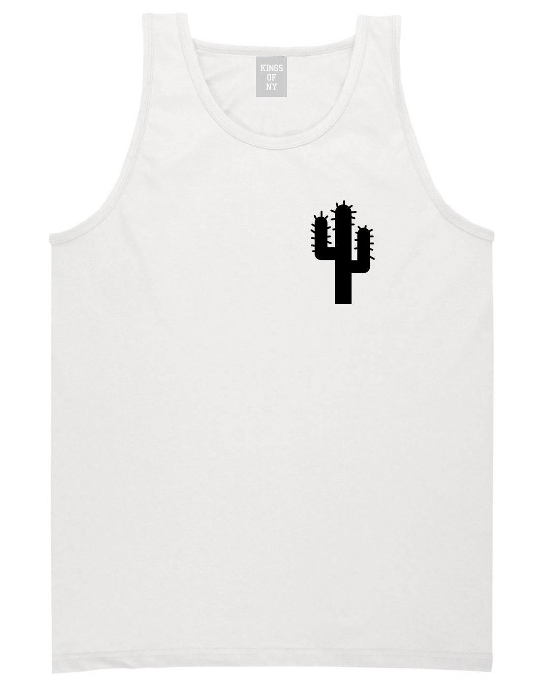 Cactus Logo Chest White Tank Top Shirt by Kings Of NY