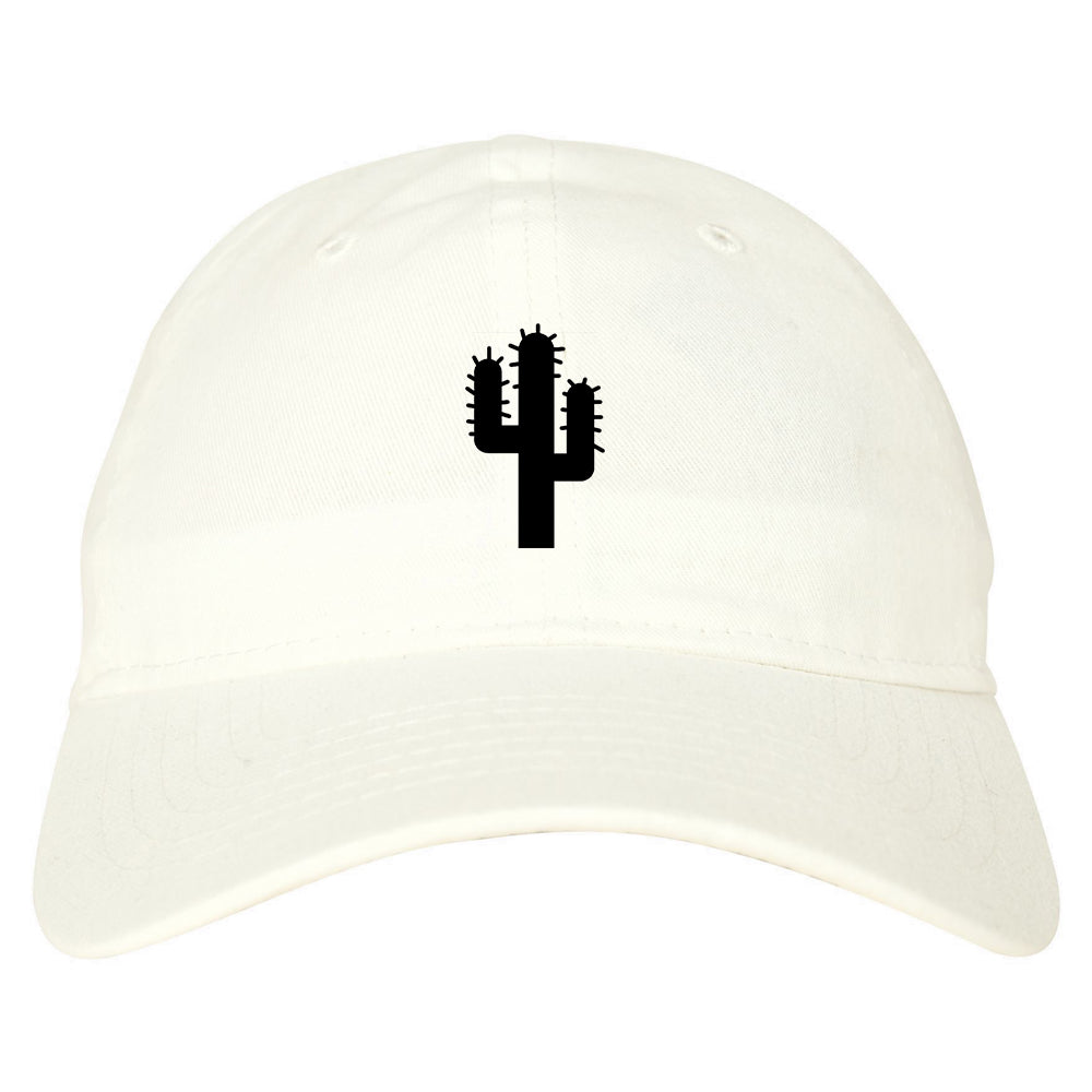 Cactus Logo Chest Dad Hat Baseball Cap White