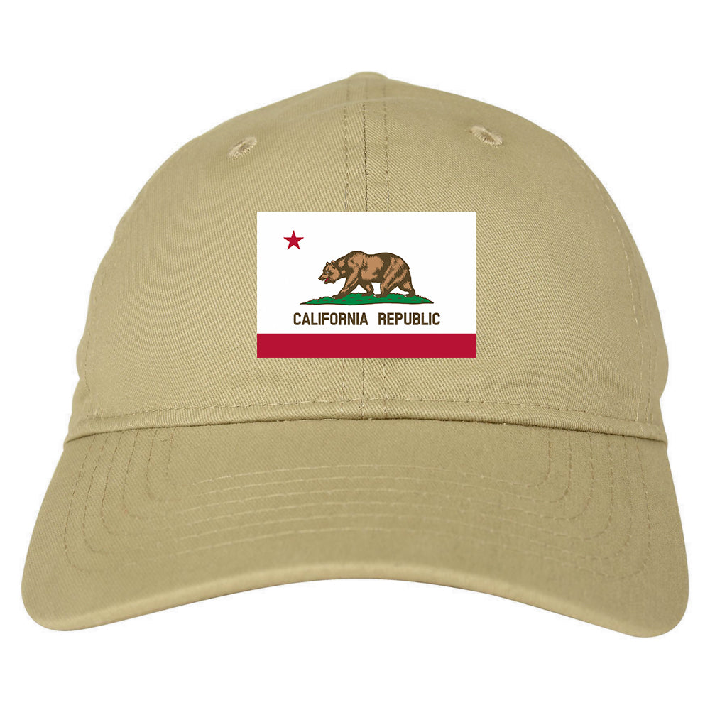 California State Flag CA Chest Mens Dad Hat Tan