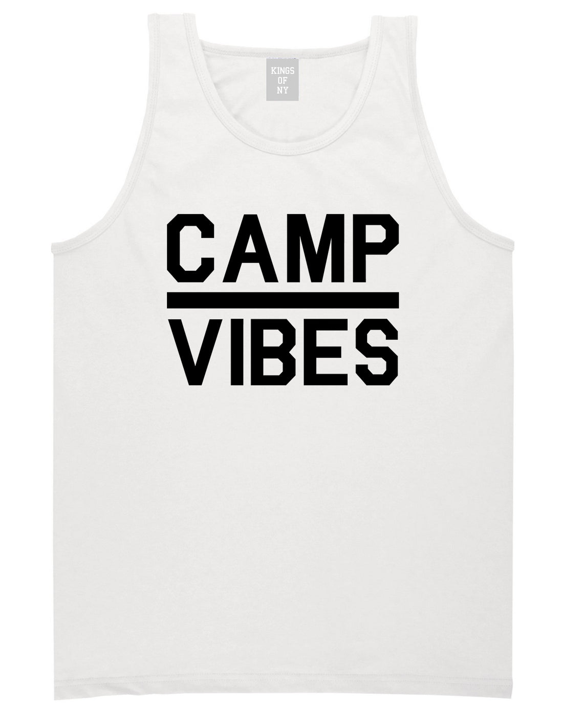 Camp Vibes White Tank Top Shirt by Kings Of NY