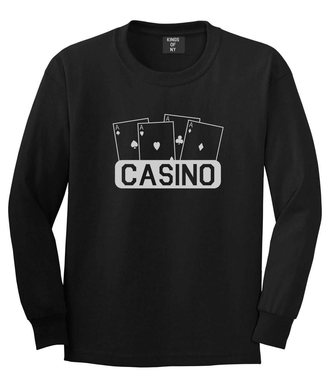 Casino Ace Cards Black Long Sleeve T-Shirt by Kings Of NY