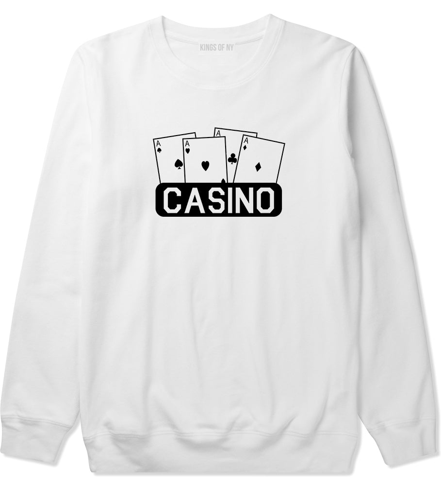 Casino Ace Cards White Crewneck Sweatshirt by Kings Of NY